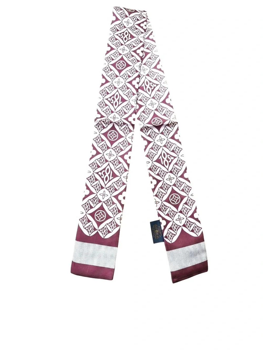1854 Twilly Scarf Burgundy & White Monogram Print | Multi-Way Styling Accessory